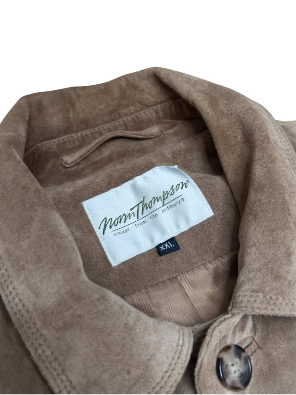 Norm Thompson Genuine Suede Leather Shirt Jacket Tan Overshirt Men’s XXL Coat - Picture 8 of 11